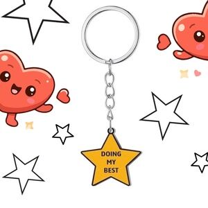 'Doing My Best'  Yellow Star Keychain | Funny Novelty Gifts